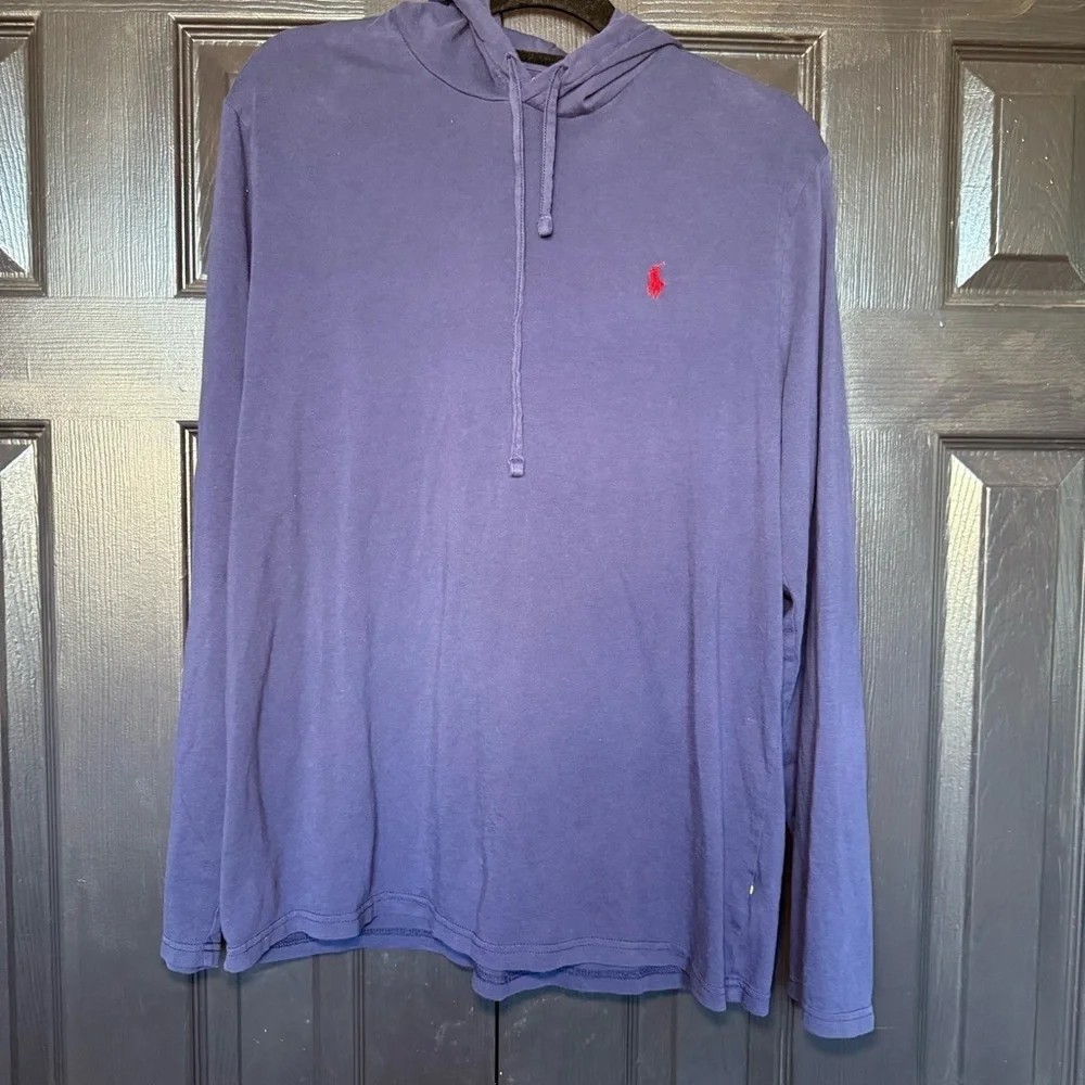 POLO RALPH LAUREN Men's Long Sleeve Hooded Tee Shirt, Navy L
